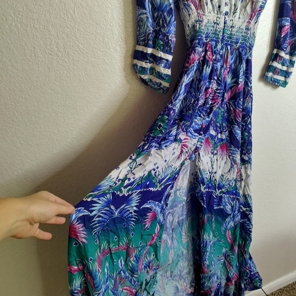 Melissa Odabash Caroline V Neck Bottom Down Boho Maxi Dress Sz M - Picture 5 of 12